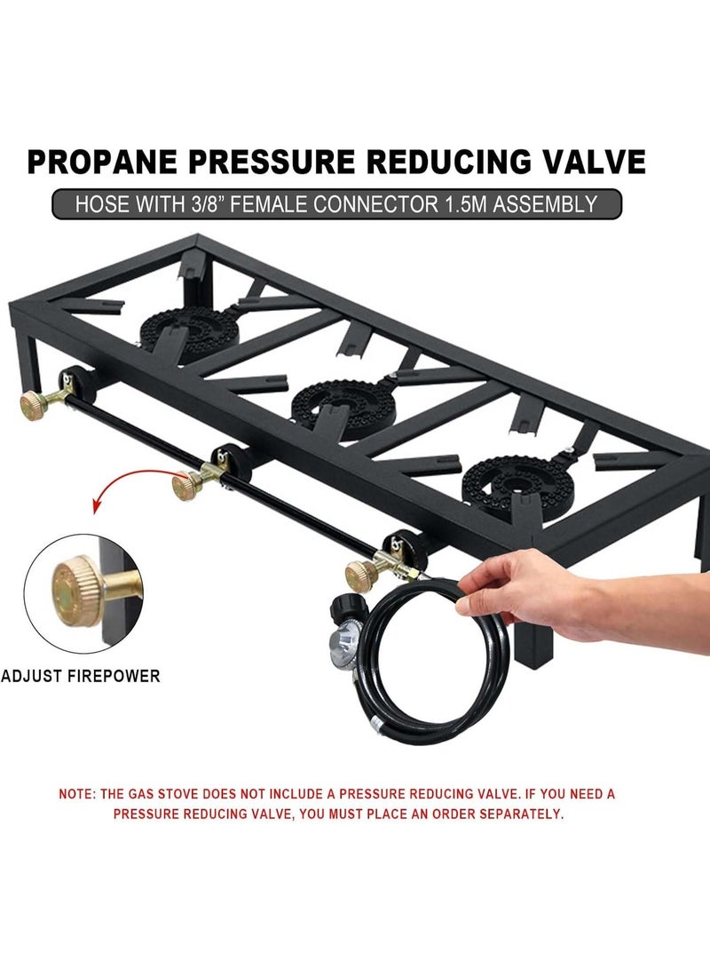 DubaiGallery Industrial 3 Burner Gas Stove Tabletop Cast Iron Cooking Station Strong and reliable cooking solution for bulk meal preparation. Even heat distribution, durable metal frame, energy efficient burners, easy maintenance, and ideal for restaurants. - Image 5